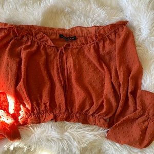 Off the shoulder burnt orange top